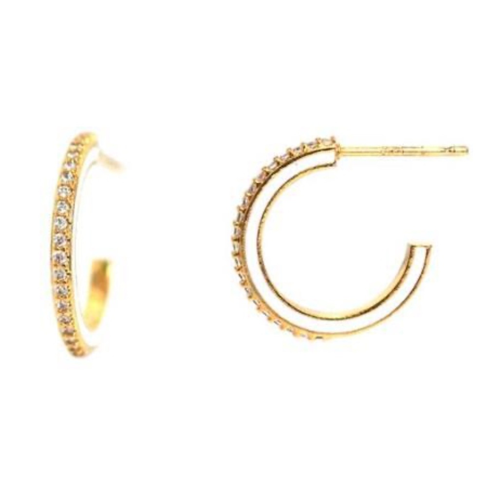 Small Gold Cubic Zirconia Hoops with Enamel Detail